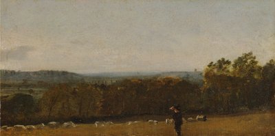 A Shepherd in a Landscape looking across Dedham Vale towards Langham by John Constable